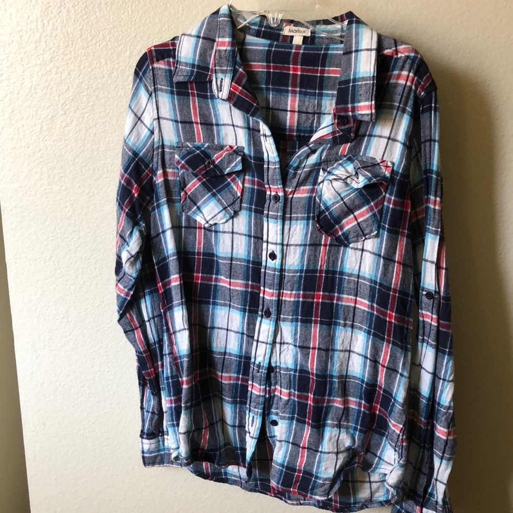 Blue, red, white flannel